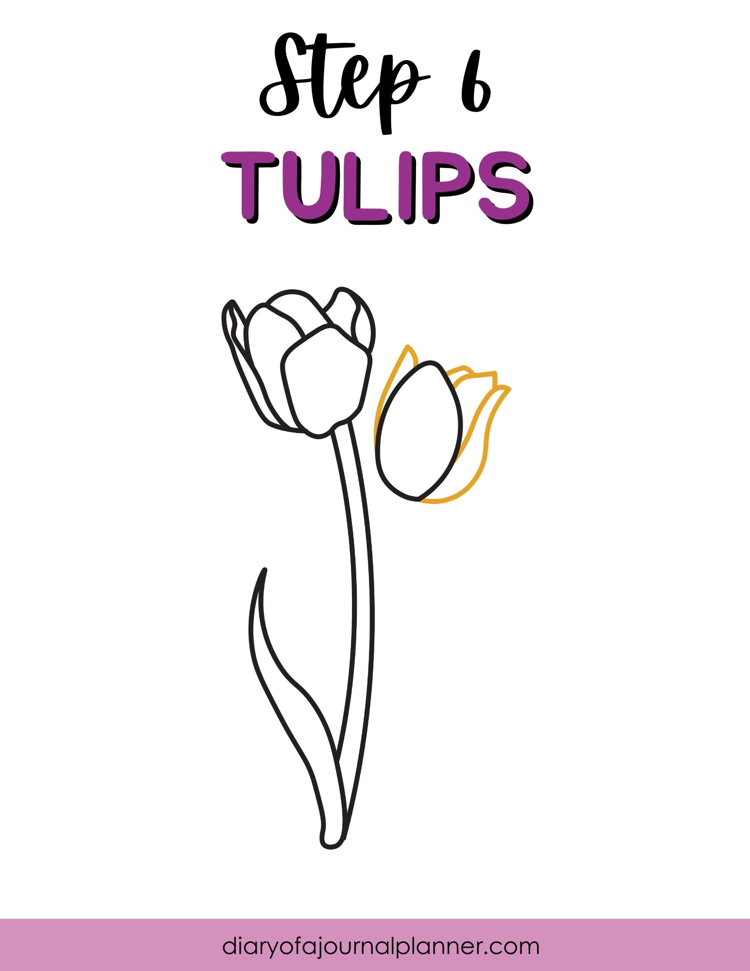 Step 6 tulip drawing tutorial with simple line sketch for journaling.