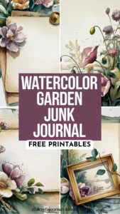 Watercolor garden junk journal with free printables and floral illustrations for creative journaling inspiration.