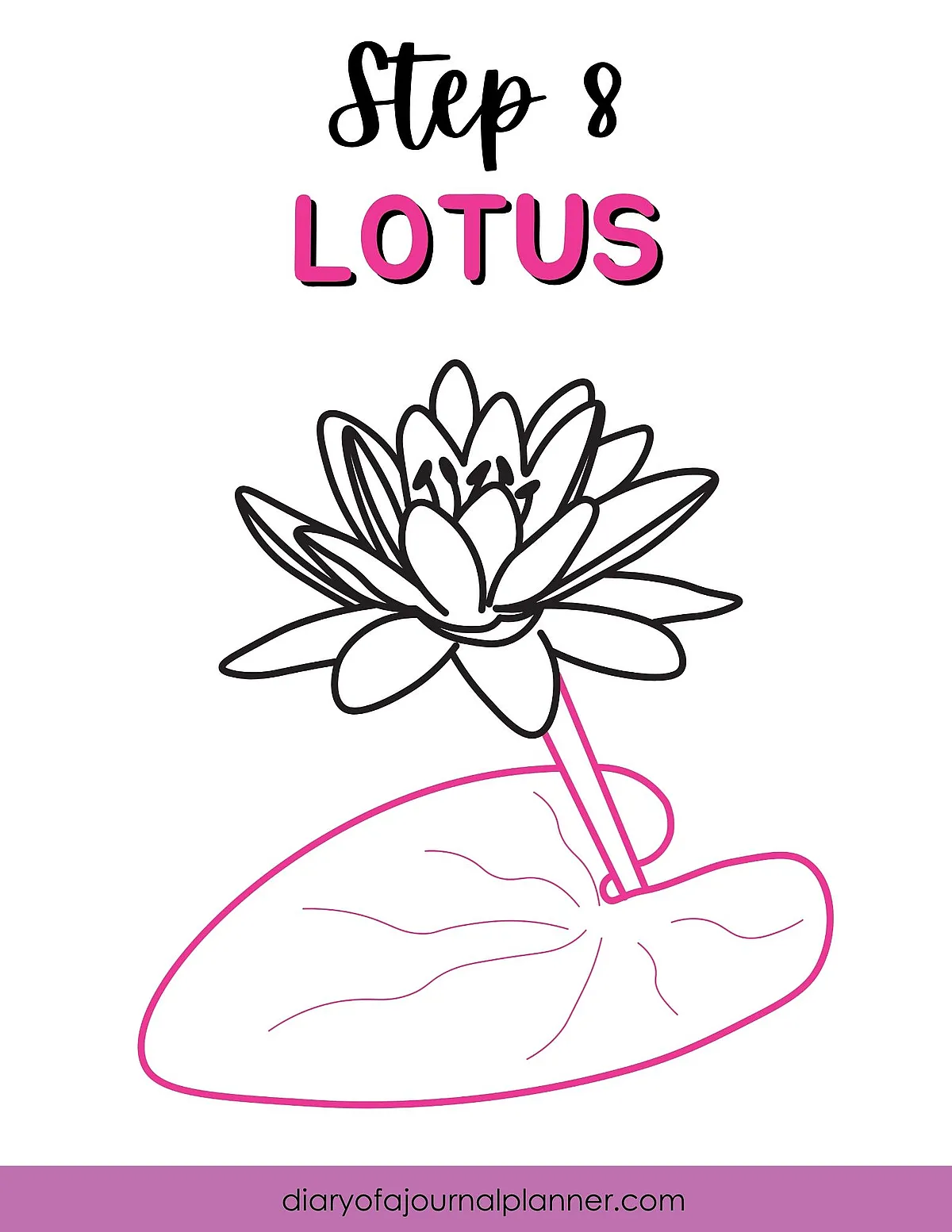 Step 8: How to Draw a Lotus Flower - Simple Line Drawing Guide for Journals