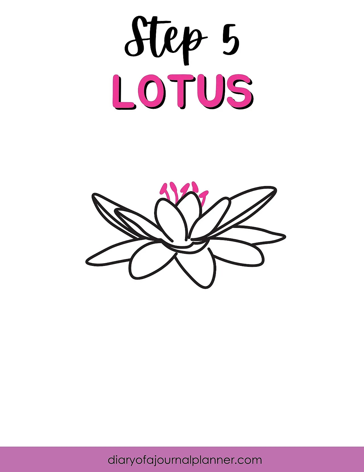 Step-by-step lotus drawing tutorial, step 5. Learn how to draw a lotus easily with this guide.