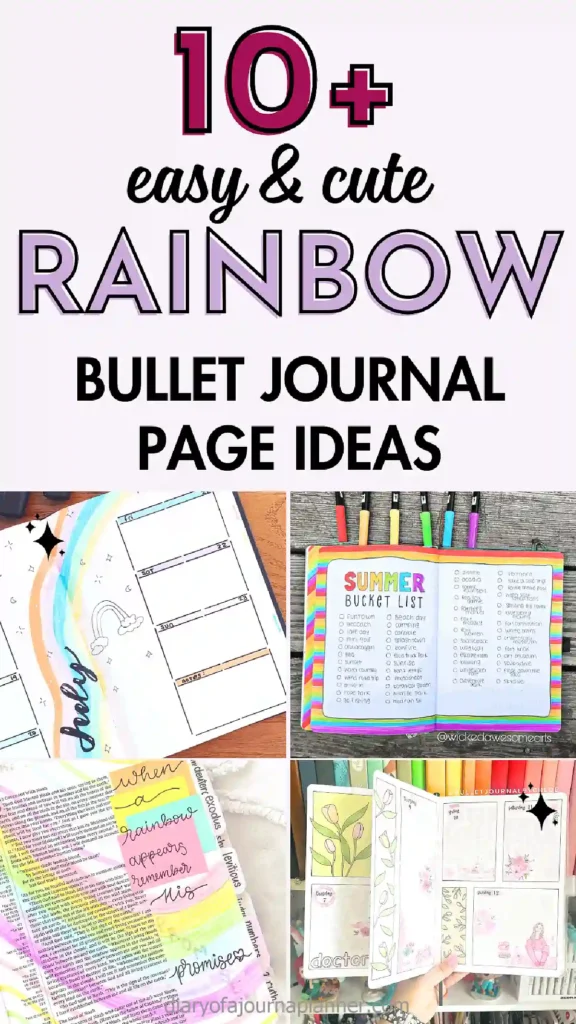 10+ Rainbow Bullet Journal Page Ideas: Colorful layouts and designs for organized and creative planning.