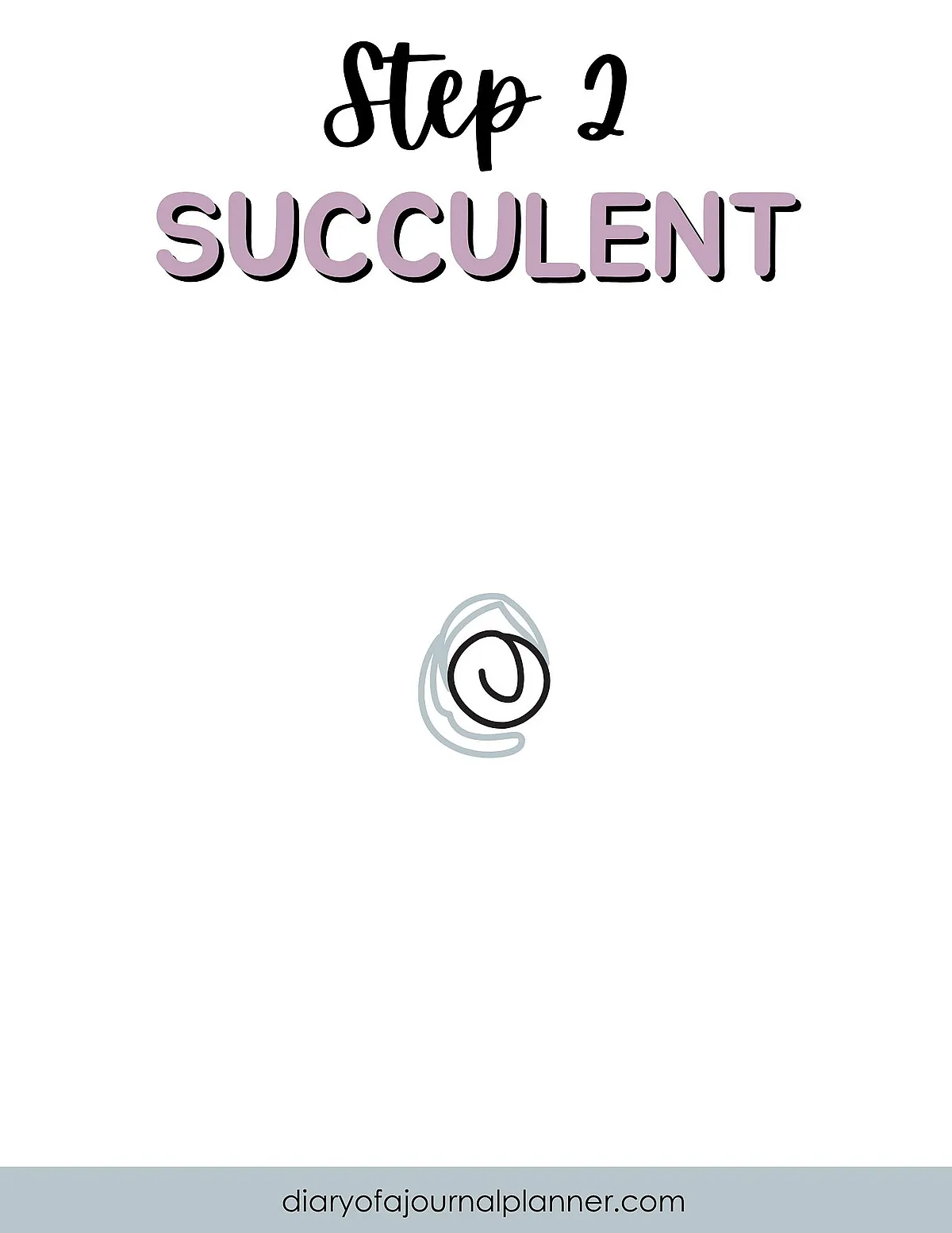 Step 2 of drawing a succulent: creating the initial spiral shape.