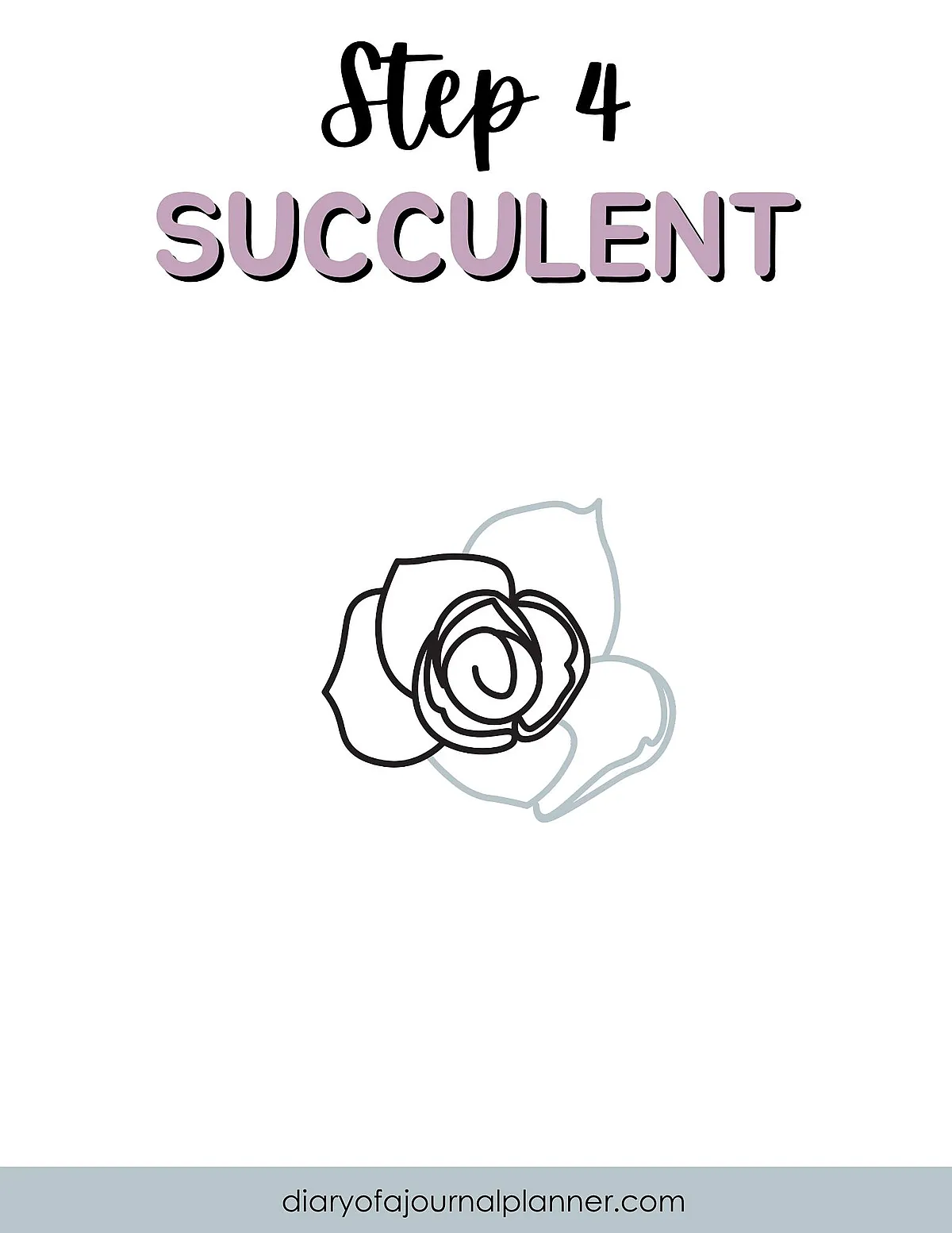Step 4 in drawing a succulent with outlined petals, guide by diaryofajournalplanner.com.