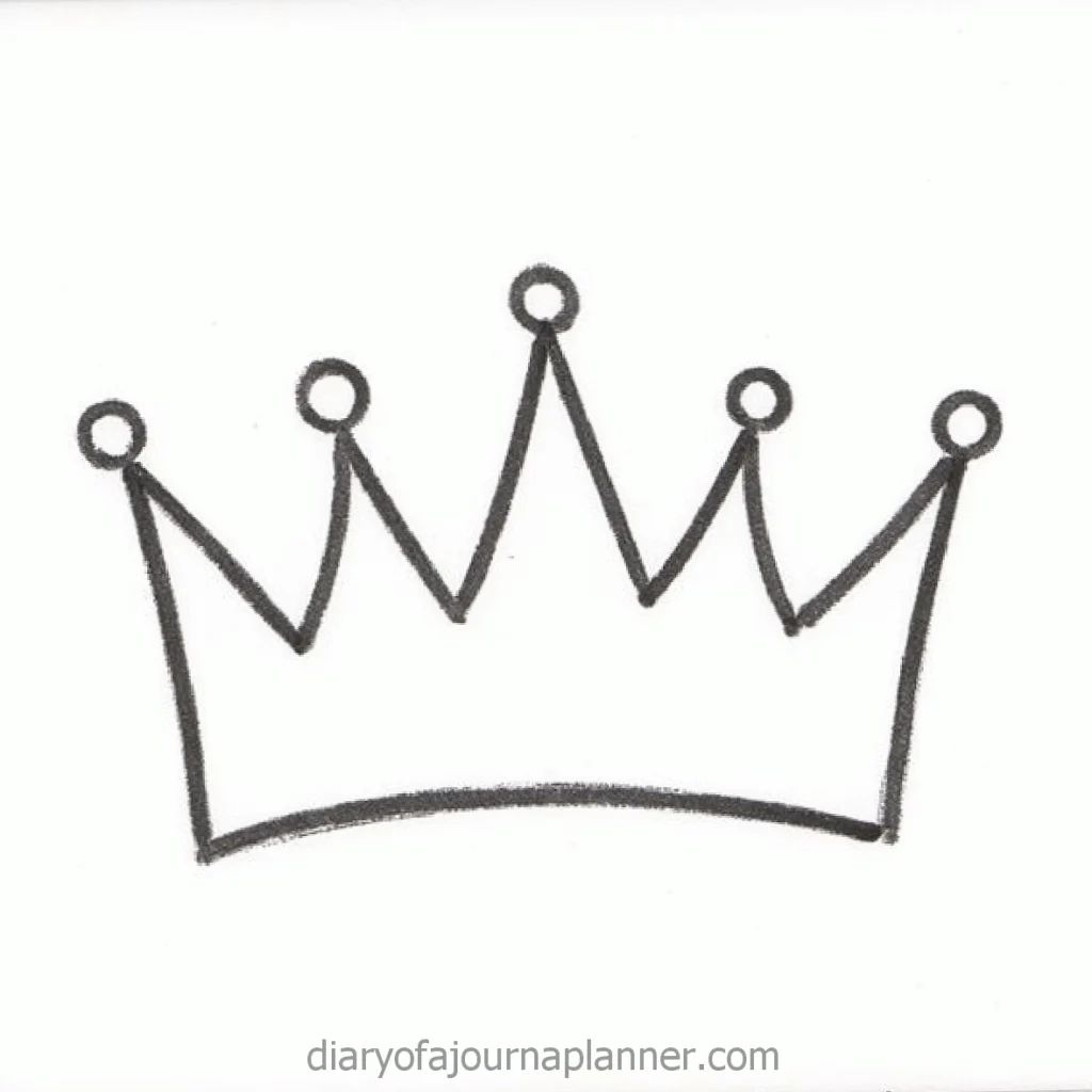 Simple hand-drawn crown illustration with five points on a white background.