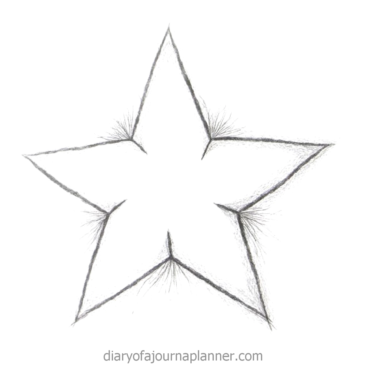Hand-drawn star sketch with shaded edges and fluffy details.