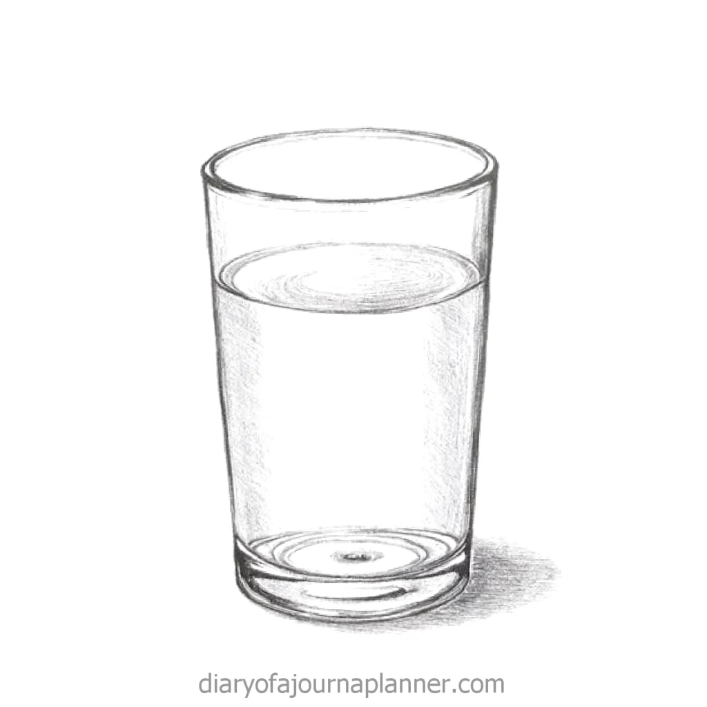 Black and white sketch of a glass of water, showcasing clean minimalistic design.