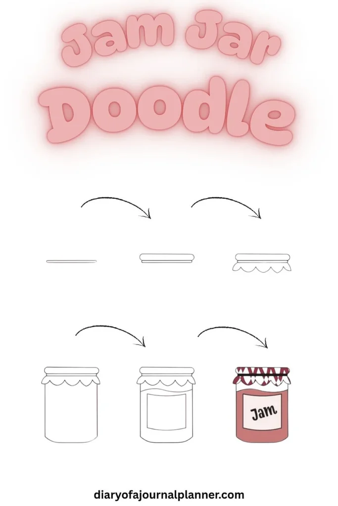 Step-by-step guide on how to draw a doodle of a jam jar.