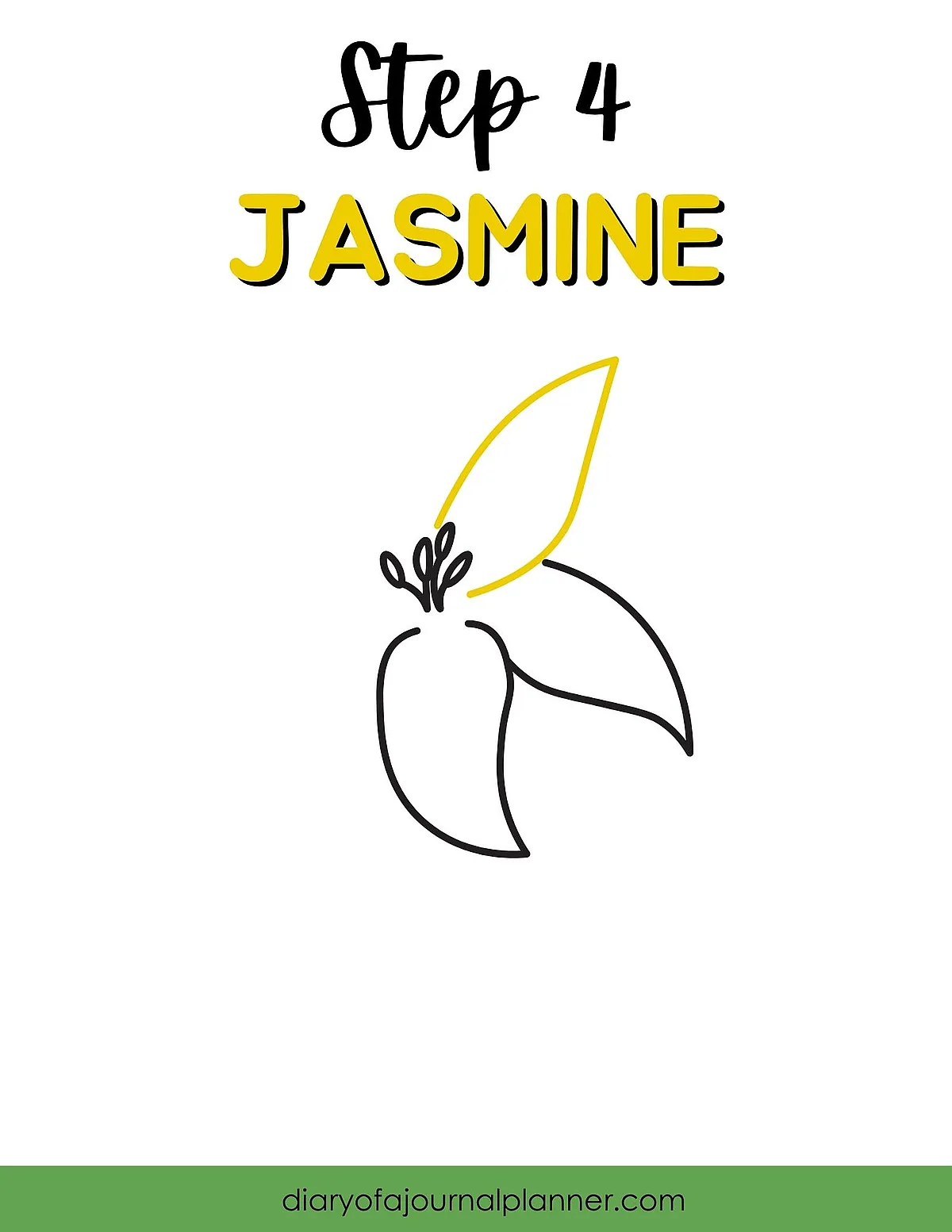 Step 4: Simple jasmine flower sketch on a journal planner guide.