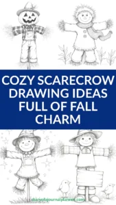 Cozy scarecrow drawing ideas for fall charm and creativity, perfect for seasonal art projects and decorations.