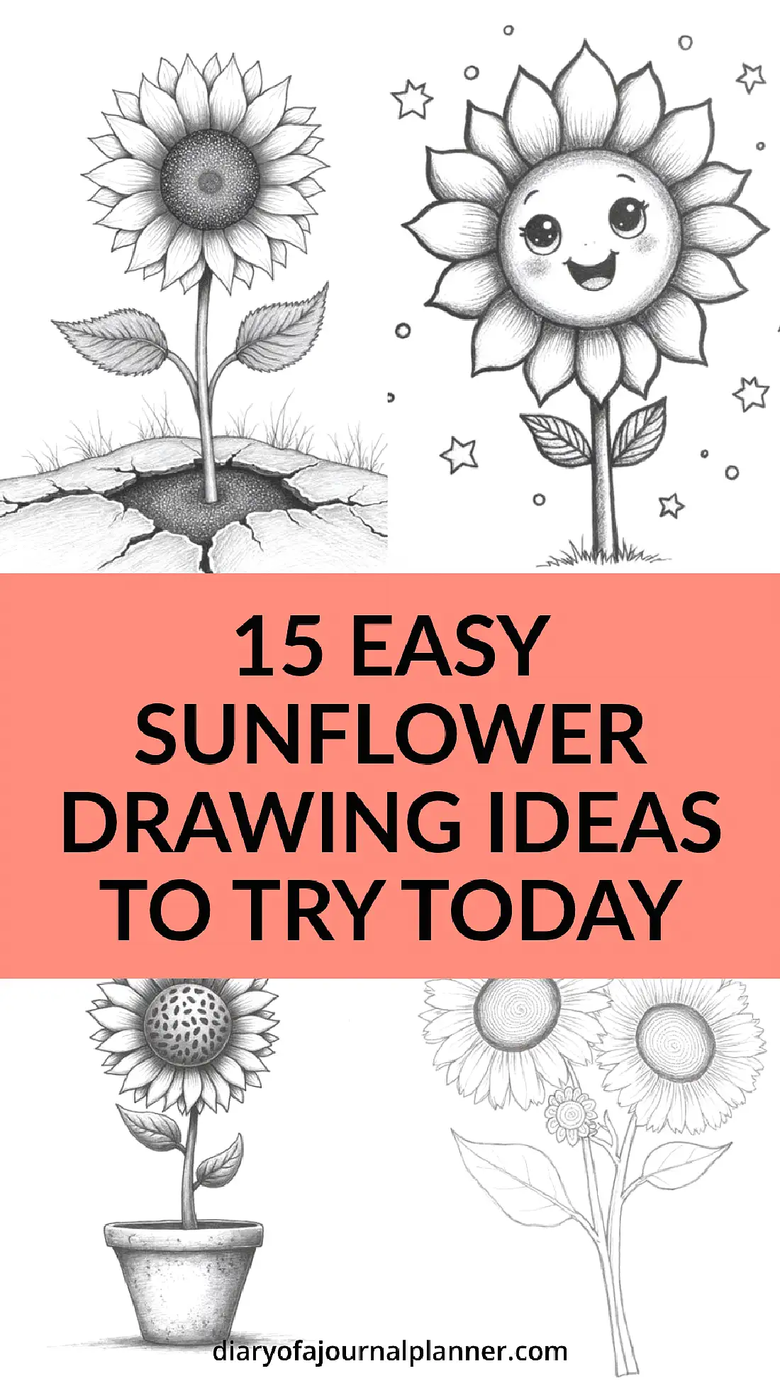 15 sunflower drawing ideas; pencil art for easy and creative DIY projects. Try these fun sketches today.