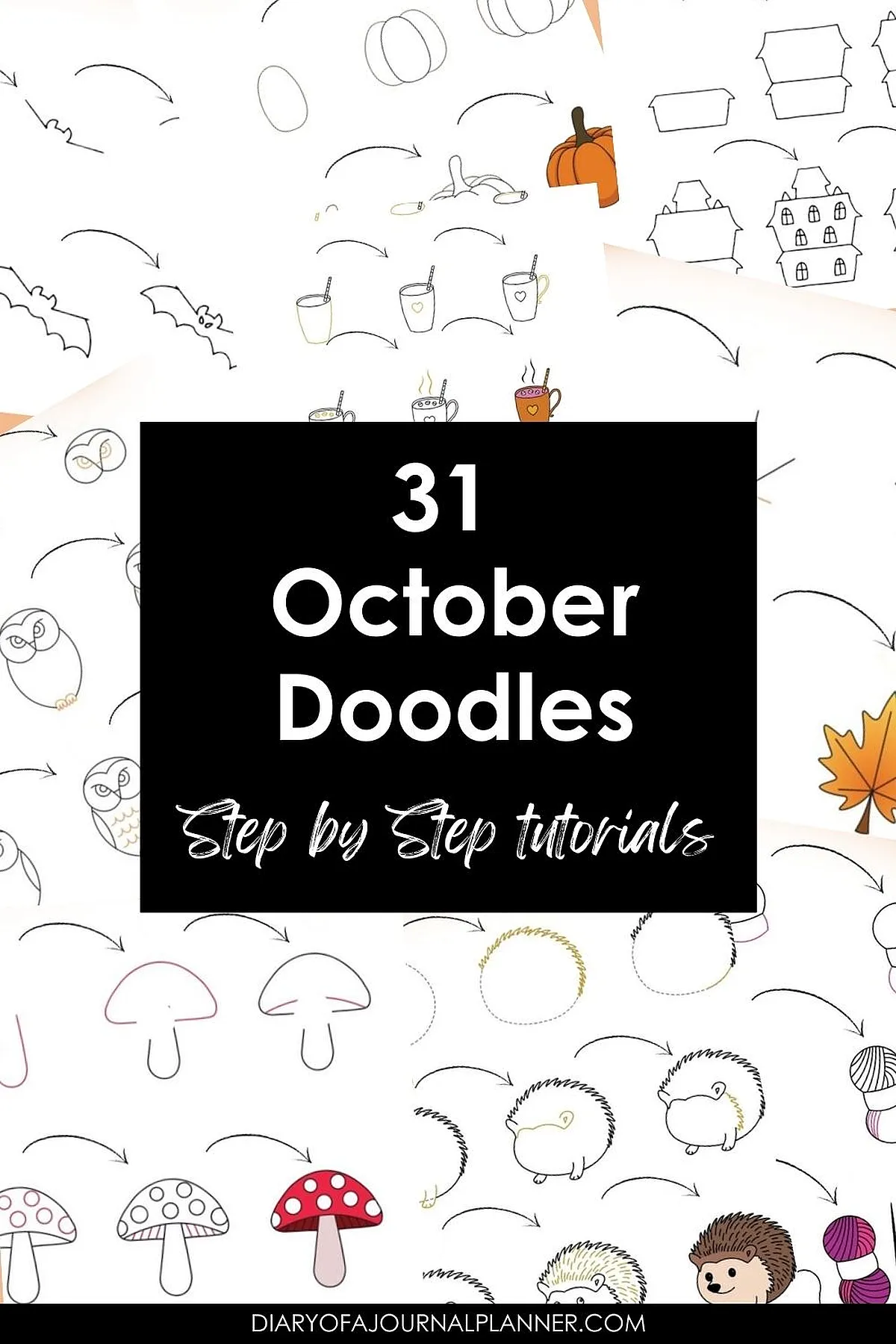 Learn to draw 31 October doodles with step-by-step tutorials, featuring pumpkins, bats, and more festive designs.