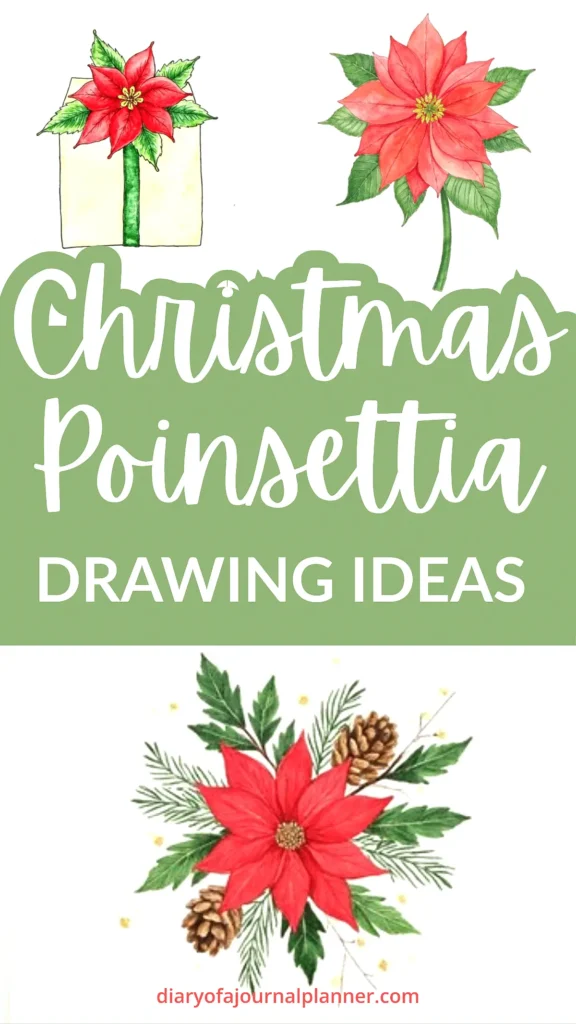 Christmas poinsettia drawing ideas featuring holiday-themed floral illustrations.