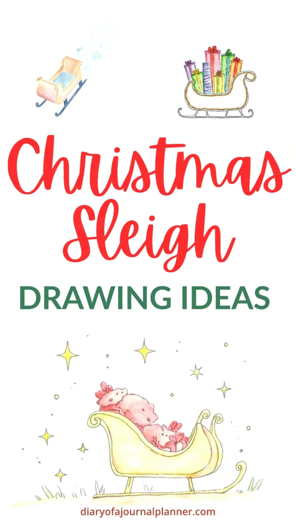 Festive Christmas sleigh drawing ideas with colorful presents and a cozy sleigh scene. Perfect for holiday creativity.