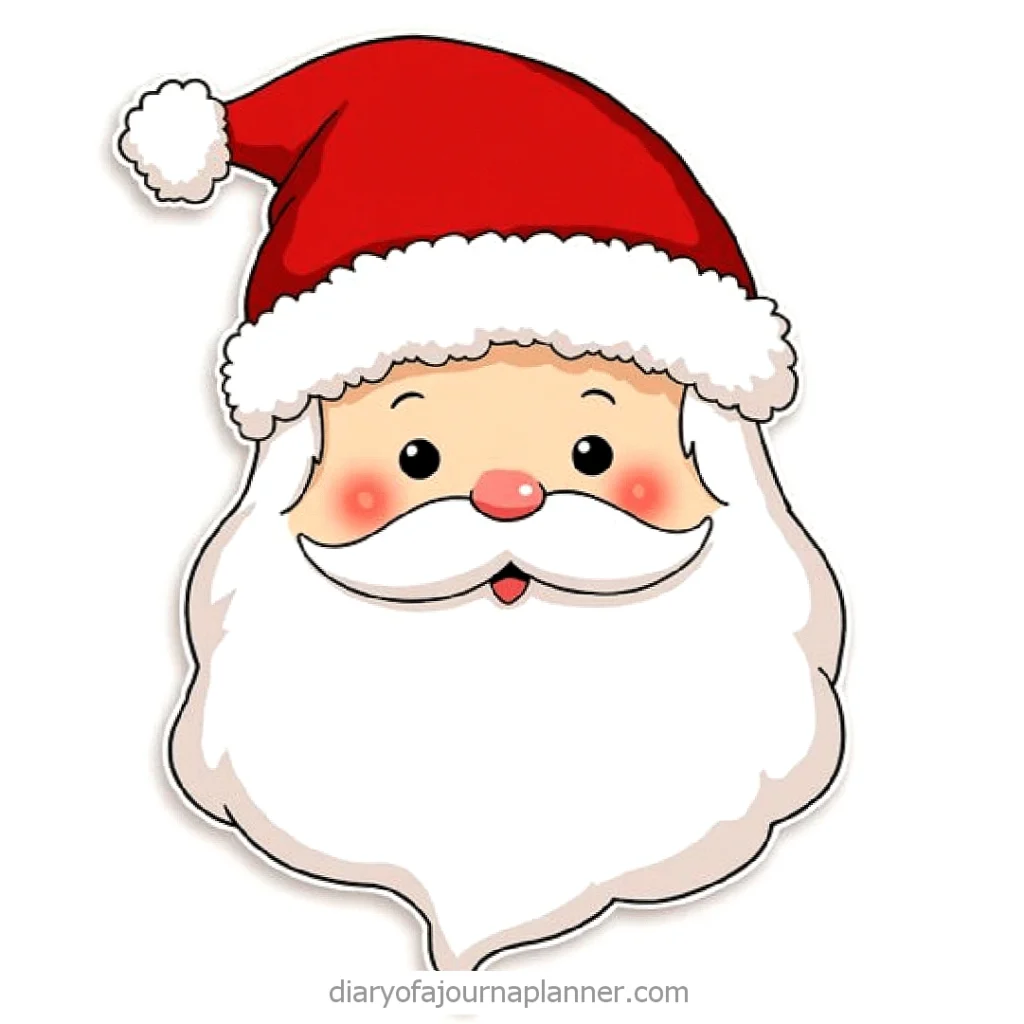 Cartoon Santa Claus with red hat and white beard, smiling cheerfully. Perfect for Christmas-themed designs and decorations.