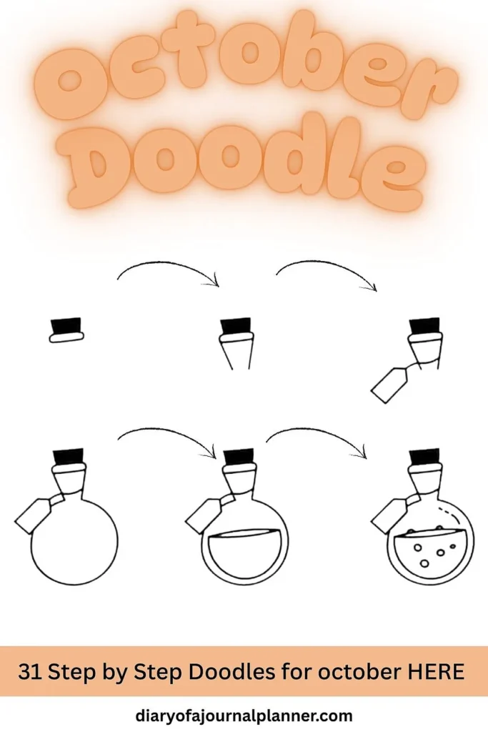 October doodle tutorial: Step-by-step potion drawing guide. Perfect for planners and creative journaling.