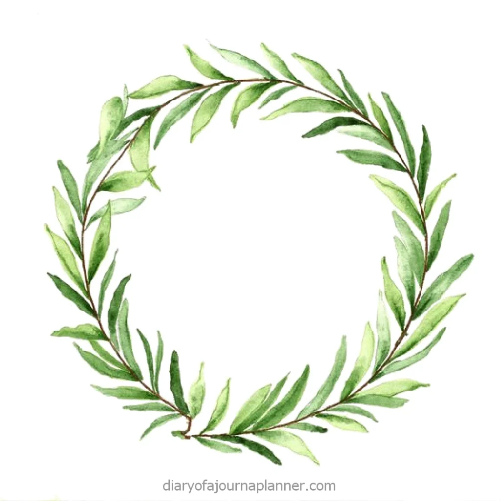 Watercolor laurel wreath on white background, perfect for invitations and nature-themed designs.