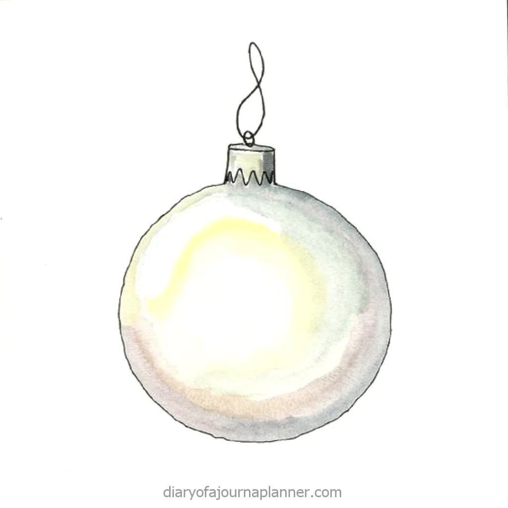 Watercolor Christmas ornament on white background, simple festive decoration illustration.