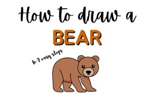 Illustration guide on drawing a cute bear in 9 steps, focusing on simple design techniques.