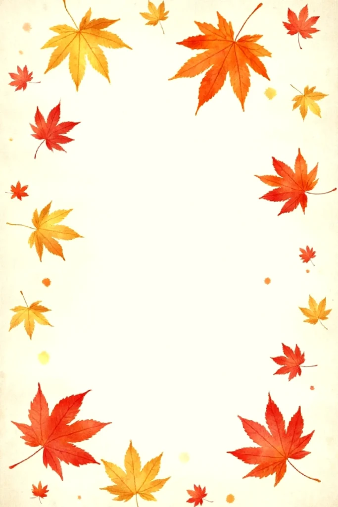 Autumn leaves border on a light background with red and yellow hues, ideal for seasonal design.