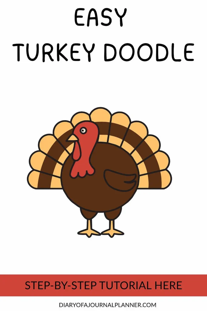 Easy turkey doodle illustration with step-by-step drawing guide for beginners.