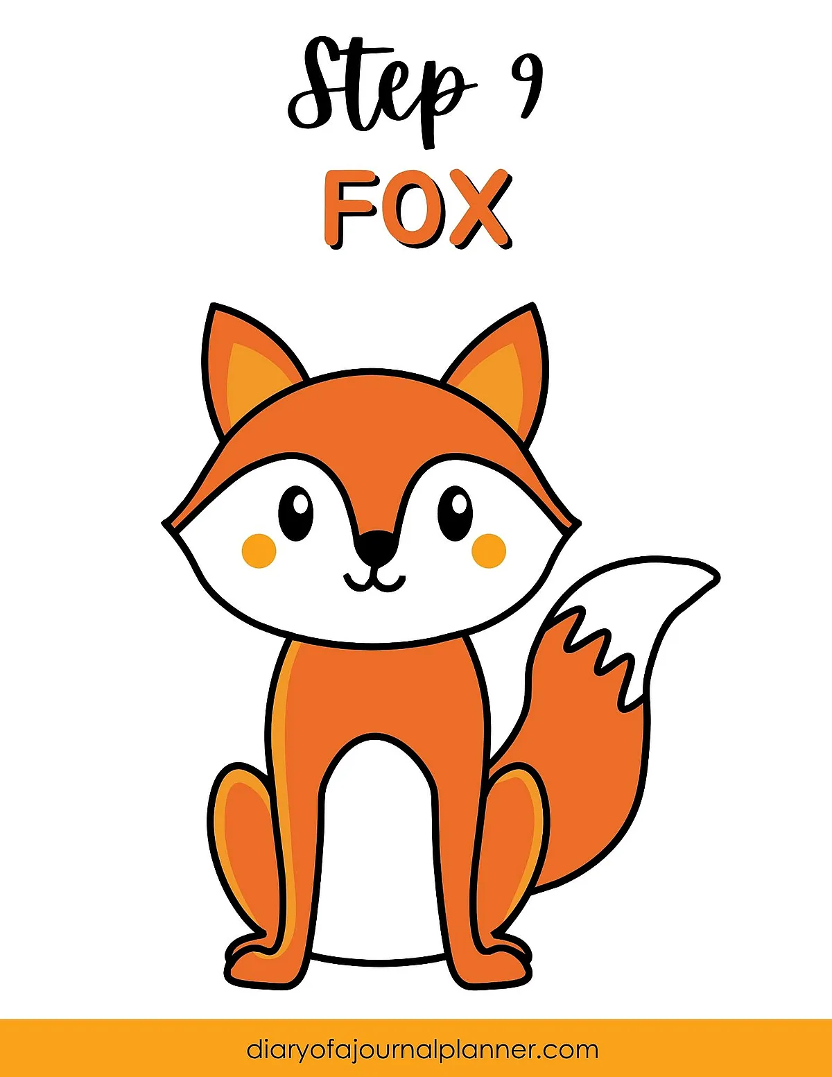 Cartoon fox drawing tutorial, Step 9. Learn to draw a cute fox with this simple guide.