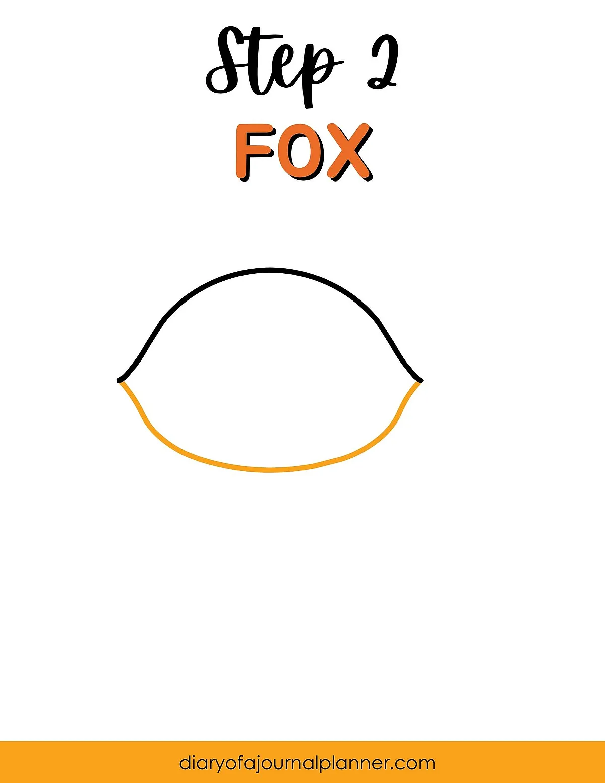 Step 2 of fox drawing tutorial showing the outline of a fox’s head for beginners.