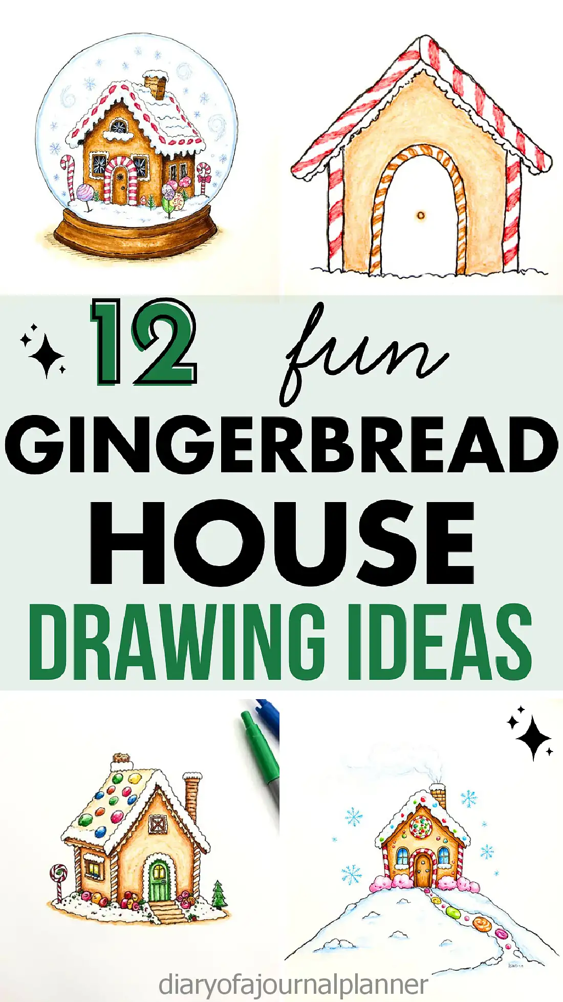 12 fun gingerbread house drawing ideas with colorful sketches and festive designs. Perfect for holiday inspiration.