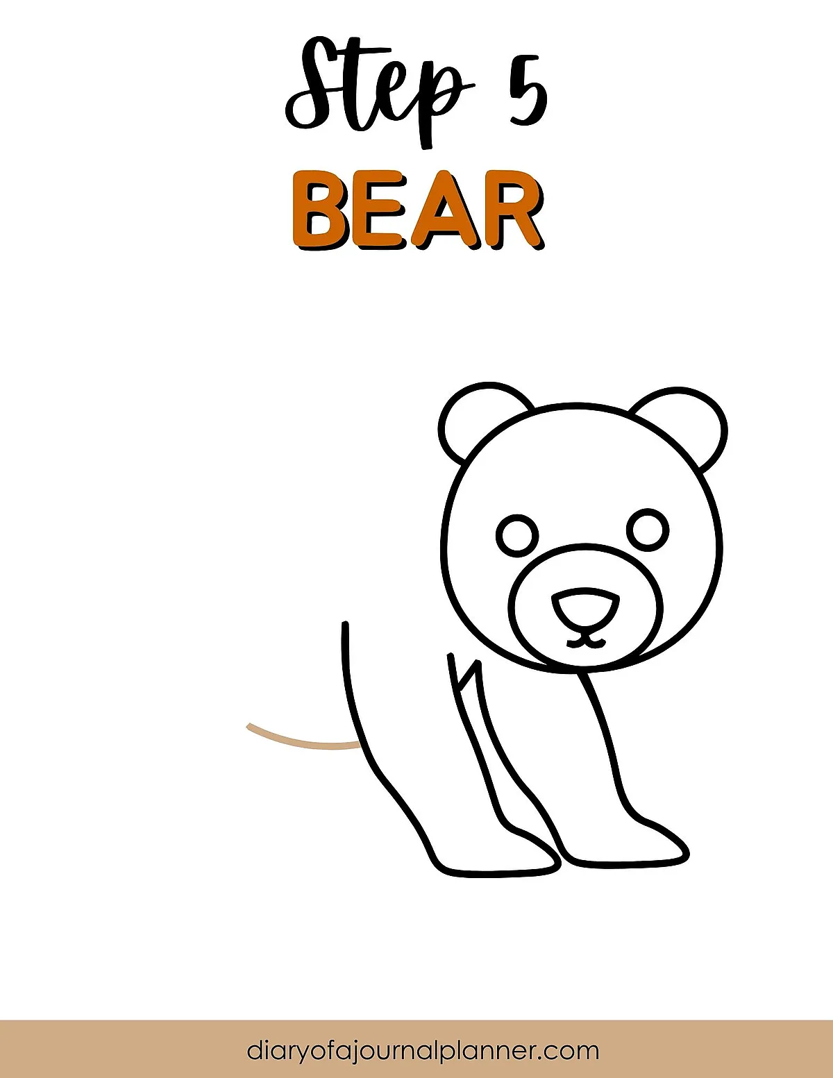 Step 5: How to draw a simple bear outline for journaling or sketching.