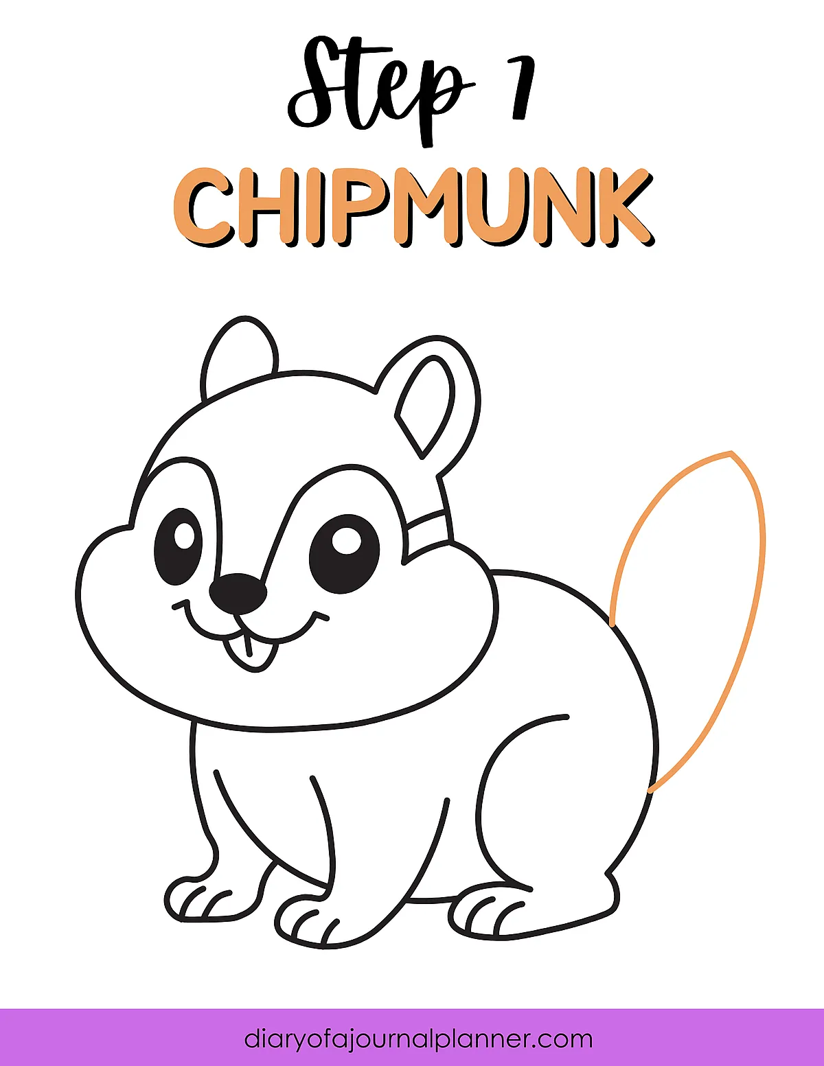 Step 1: Easy Chipmunk Drawing Guide. Simple cartoon chipmunk outline for beginner sketching.