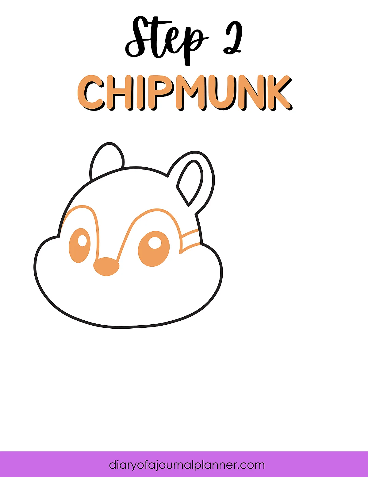 Learn to Draw Chipmunk: Step 2 - Simple cartoon chipmunk face outline for beginners.