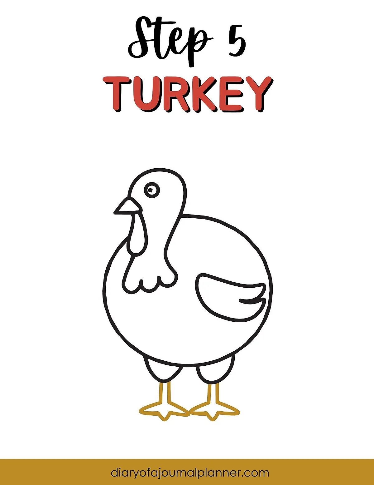 Step 5: How to Draw a Turkey Outline for Beginners - Simple and Easy Tutorial