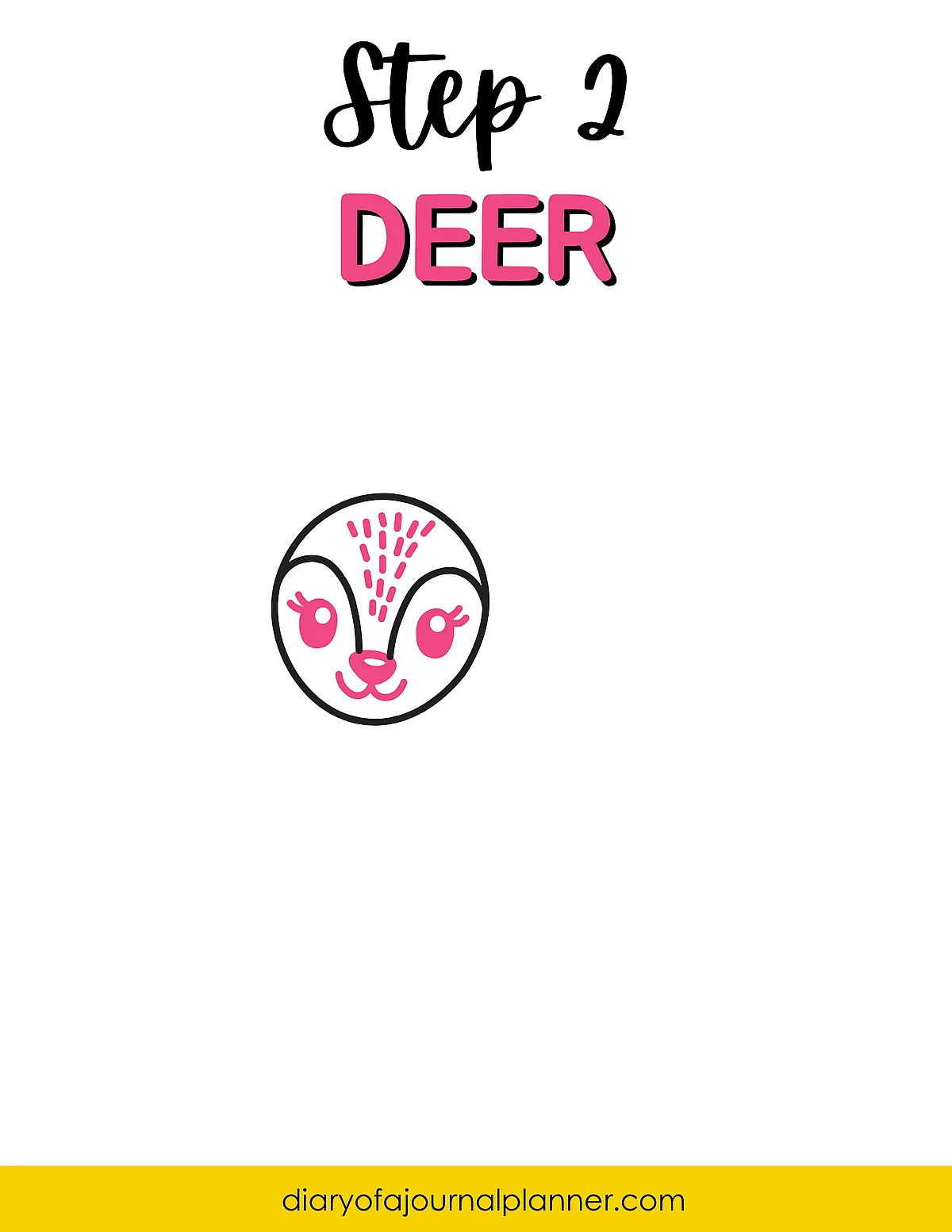 Step 2: Drawing a simple pink and black deer face illustration.