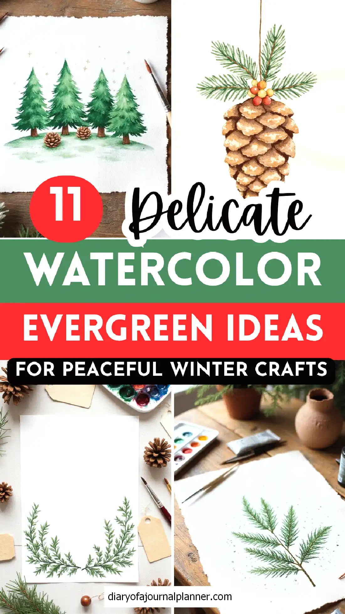 11 Evergreen Watercolor Craft Ideas for Peaceful Winter Art Projects and Seasonal Creativity.