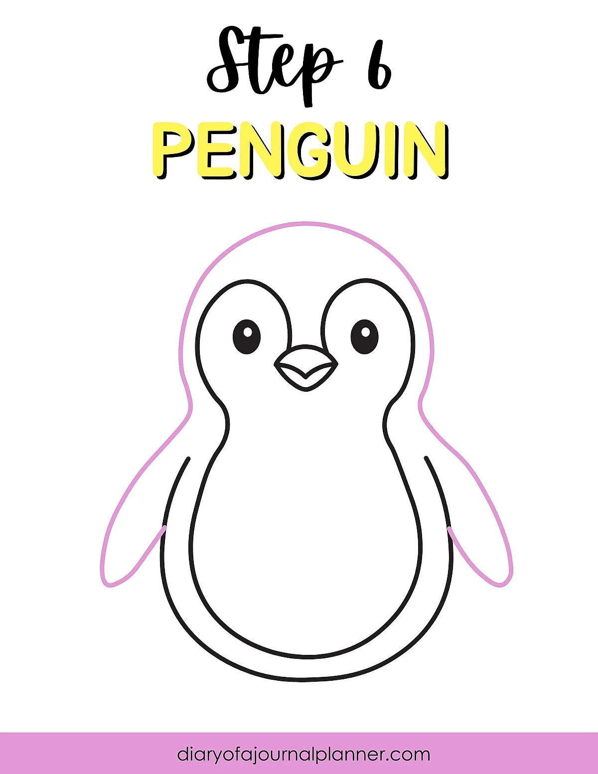 Step 6: How to draw a simple penguin outline with easy steps for beginners.