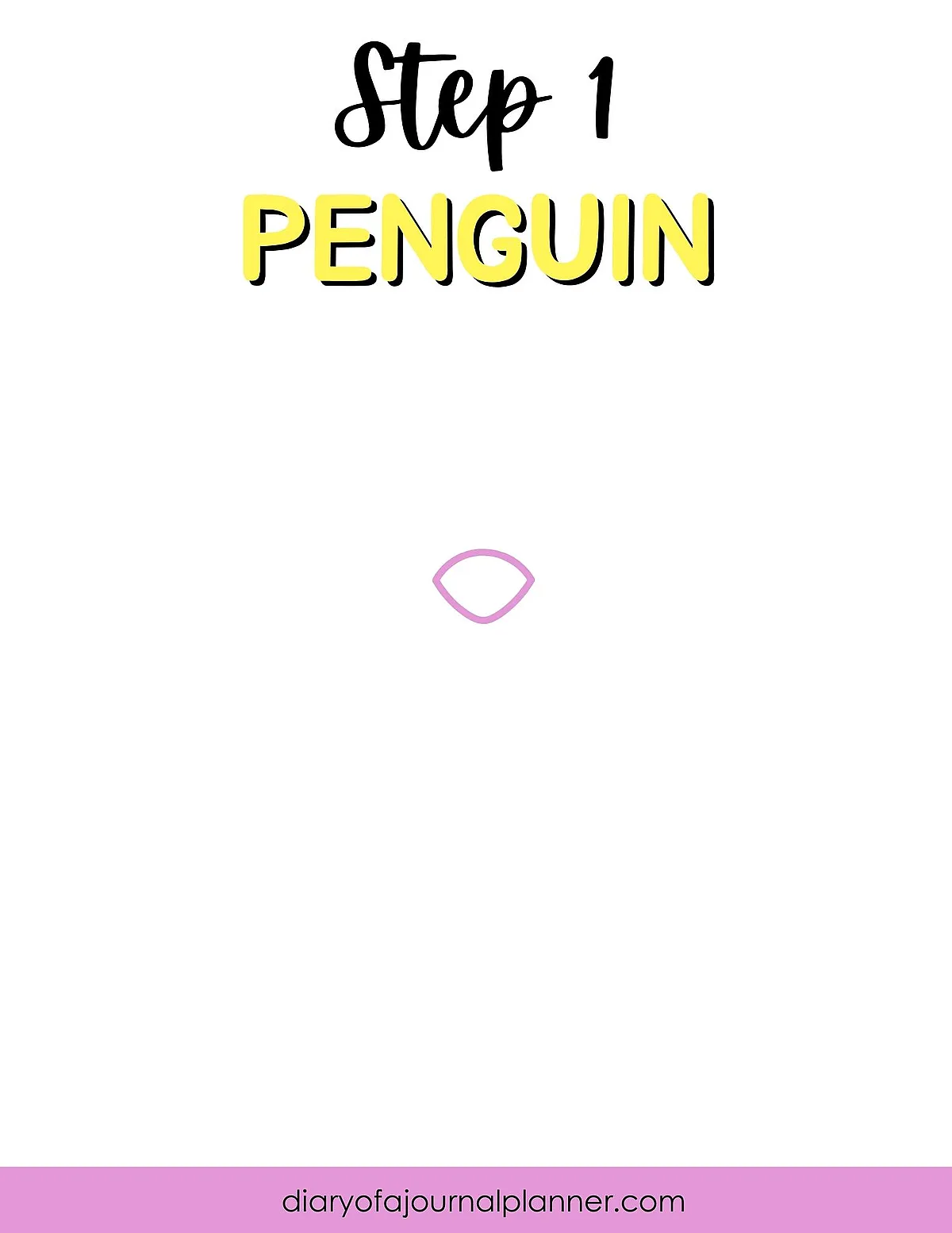Step 1 of drawing a penguin, featuring a simple outline for beginners.
