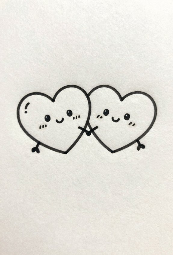 adorable hearts sharing friendship