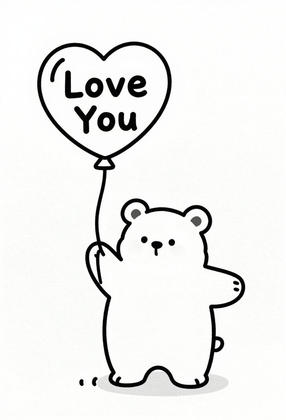 bear holding love balloon