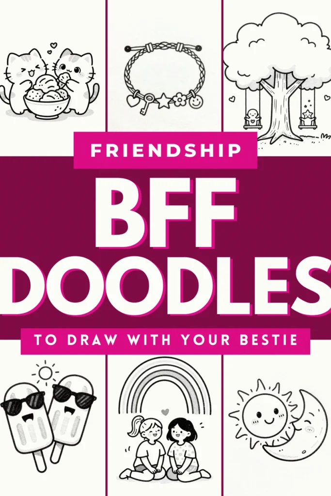 Colorful BFF doodles for friendship activities, featuring cute cats, crafts, and playful illustrations to enjoy with friends.
