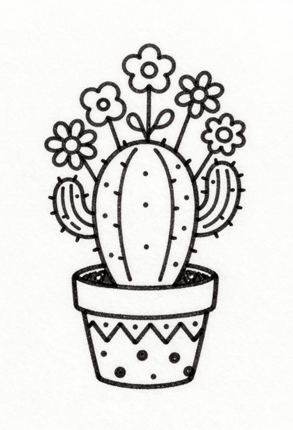blooming cactus in pot
