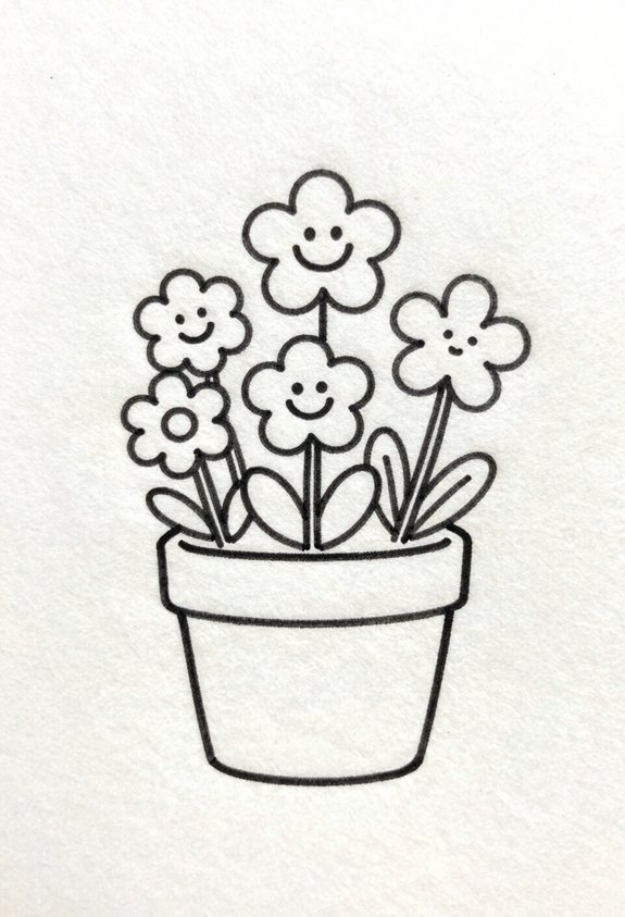 blooming flowers in pot