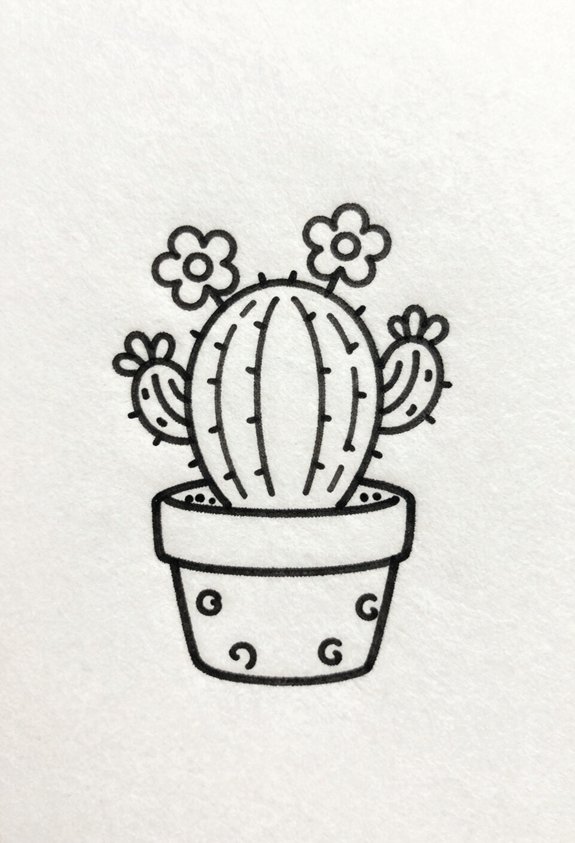 cactus pot with flowers