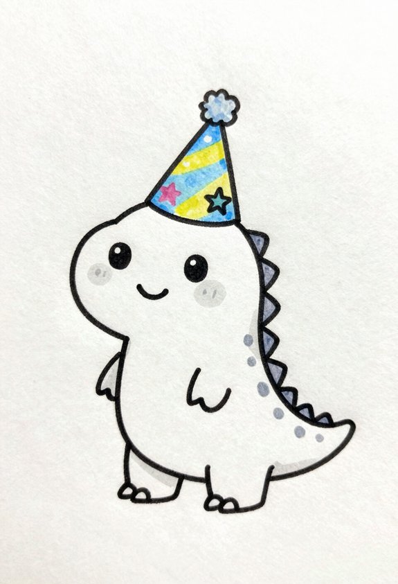 cartoon dinosaur with hat
