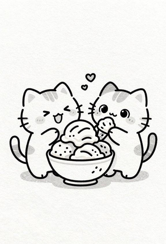 cats enjoying ice cream