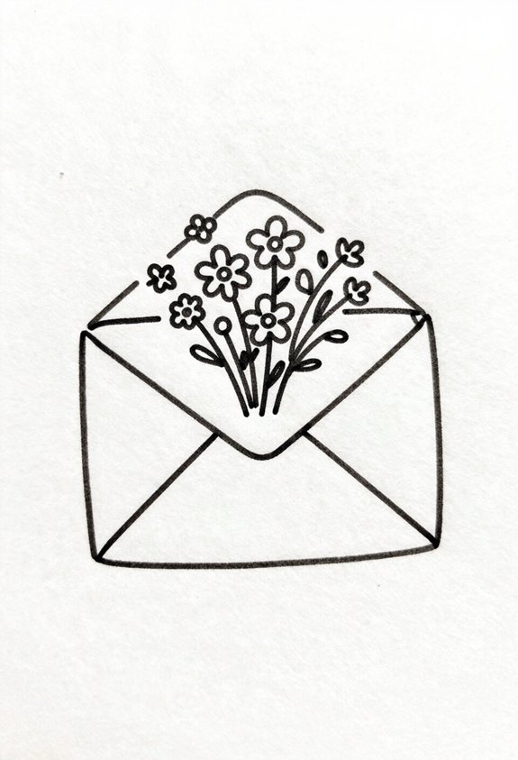 charming envelope flower bouquet