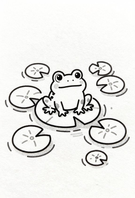 charming pond with frog