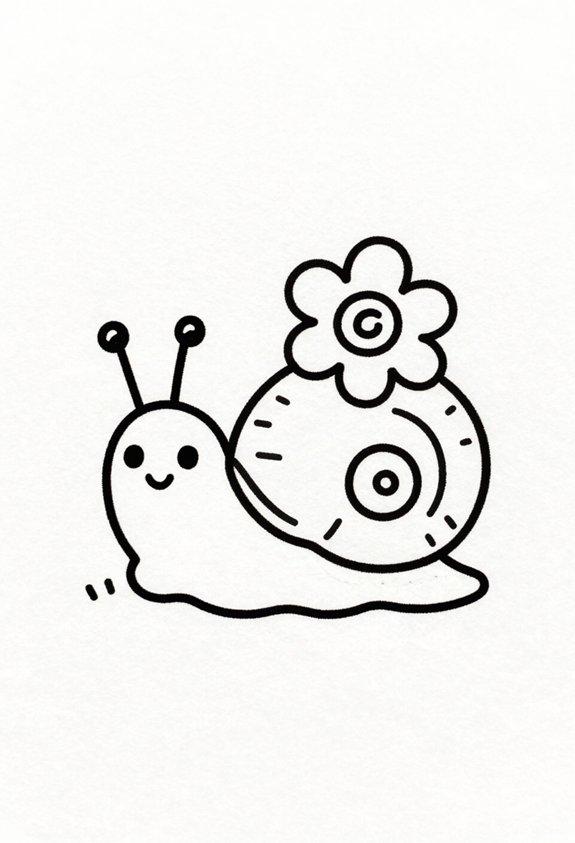 charming snail with flower