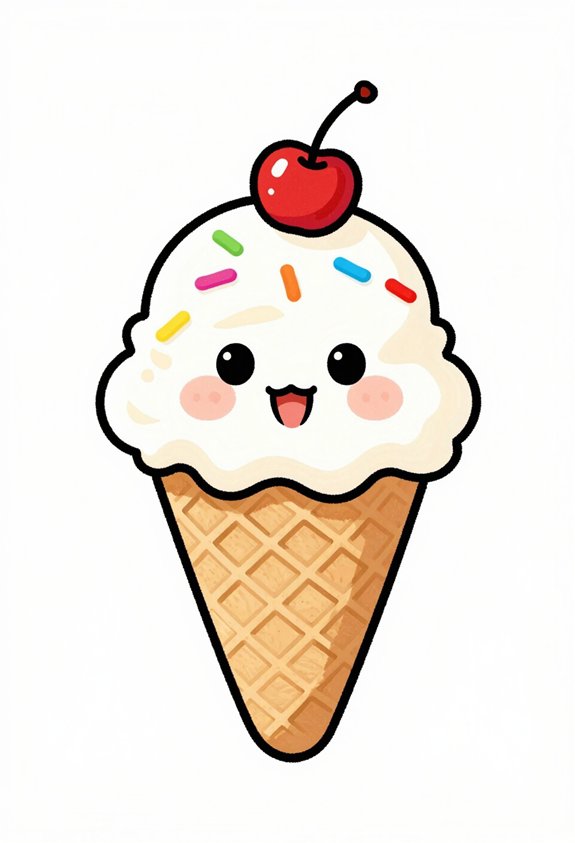 cheerful sprinkles cherry cone