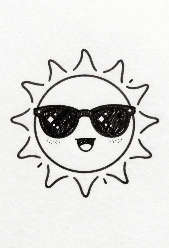 cheerful sun wearing sunglasses