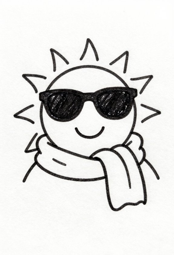 cheerful sun with accessories