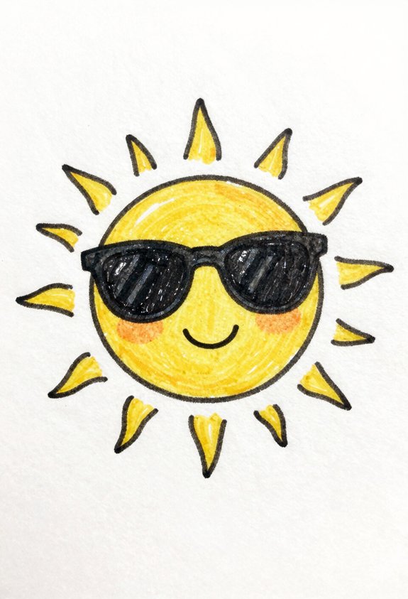 cheerful sun with sunglasses